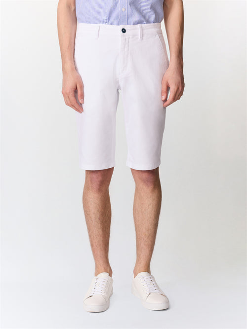 Bermuda slim en coton stretch blanc - 1 - Father & Sons   - 10 