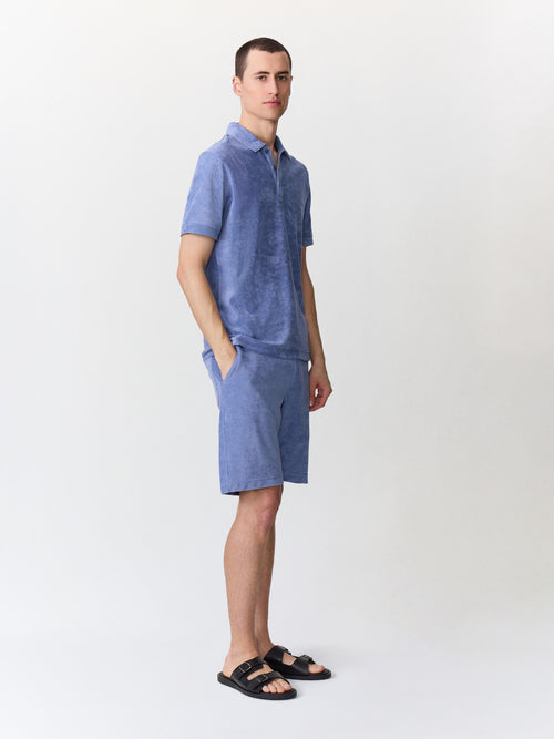 Bermuda regular en jersey éponge bleu chambray - Father & Sons   - 4 