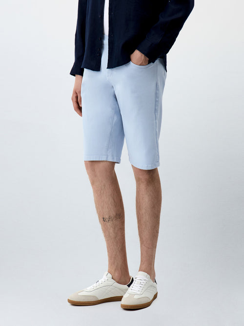 Bermuda en coton stretch bleu ciel - 1 - Father & Sons   - 18 