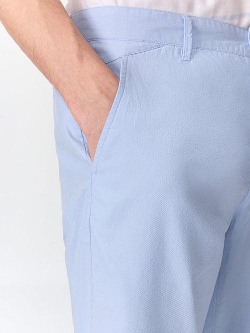 Bermuda slim en coton et lin bleu ciel - 2 - Father & Sons   - 5 
