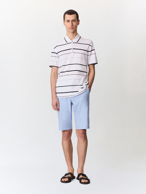 Bermuda slim en coton et lin bleu ciel - Father & Sons   - 3 