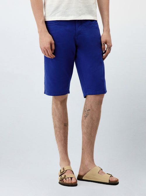 Bermuda en coton stretch bleu indigo - 1 - Father & Sons   - 10 