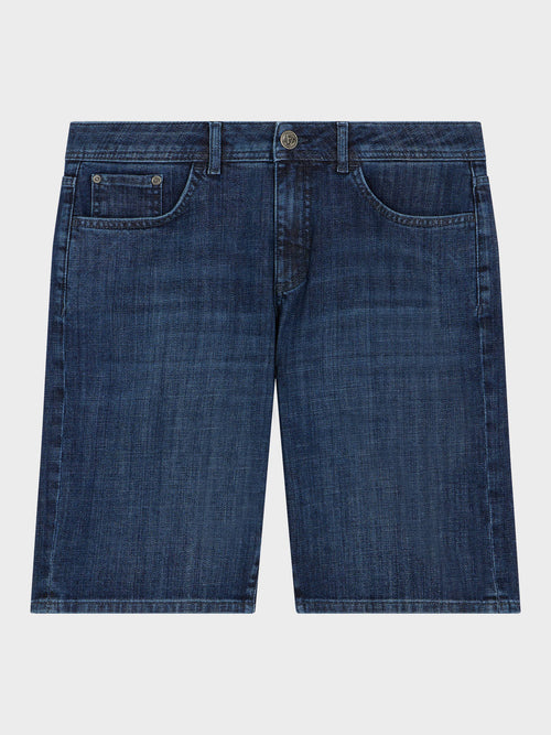 Bermuda en coton mélangé bleu indigo - 1 - Father & Sons   - 3 