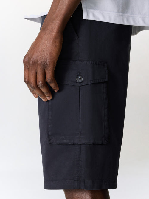 Bermuda cargo en coton stretch bleu marine - Father & Sons   - 3 