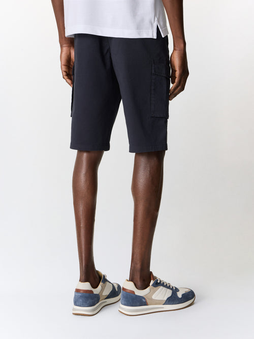 Bermuda cargo en coton stretch bleu marine - 2 - Father & Sons   - 6 