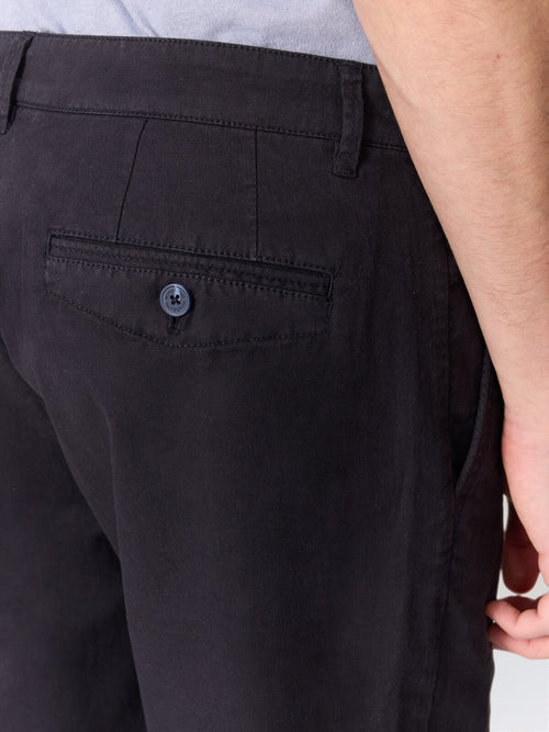 Bermuda slim en coton et lin bleu marine - Father & Sons   - 3 