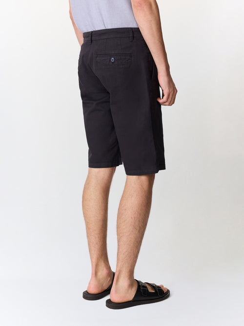 Bermuda slim en coton et lin bleu marine - 2 - Father & Sons   - 4 
