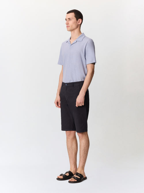 Bermuda slim en coton et lin bleu marine - Father & Sons   - 4 