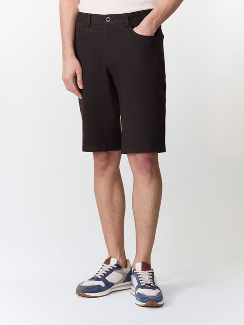 Bermuda slim en coton stretch marron - Father & Sons   -  