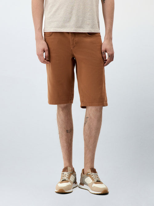 Bermuda en coton stretch marron - 1 - Father & Sons   - 4 