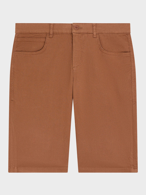 Bermuda en coton stretch marron - 1 - Father & Sons   - 5 