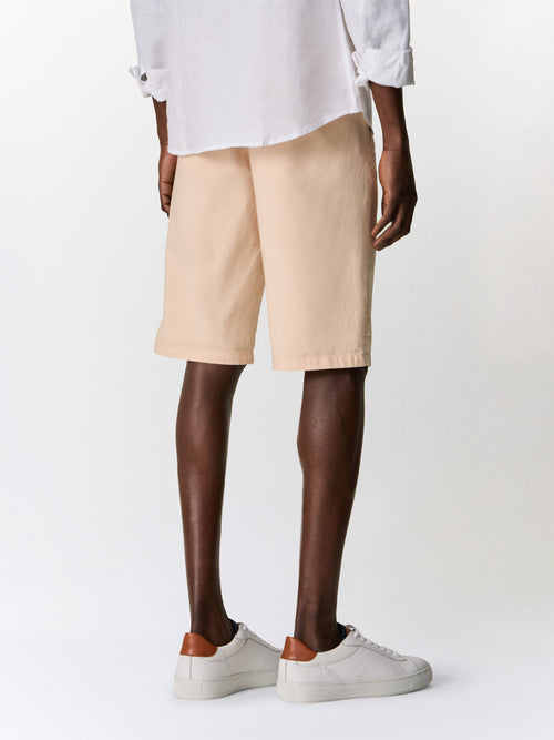 Bermuda slim en coton et lin pêche - 2 - Father & Sons   - 3 