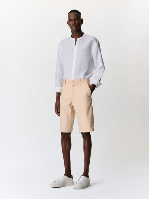 Bermuda slim en coton et lin pêche - Father & Sons   - 4 