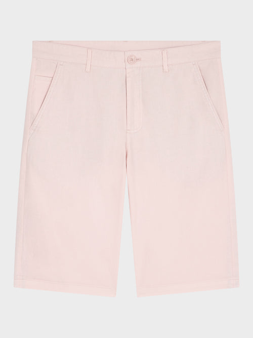 Bermuda slim en coton et lin rose pâle - Father & Sons   - 5 