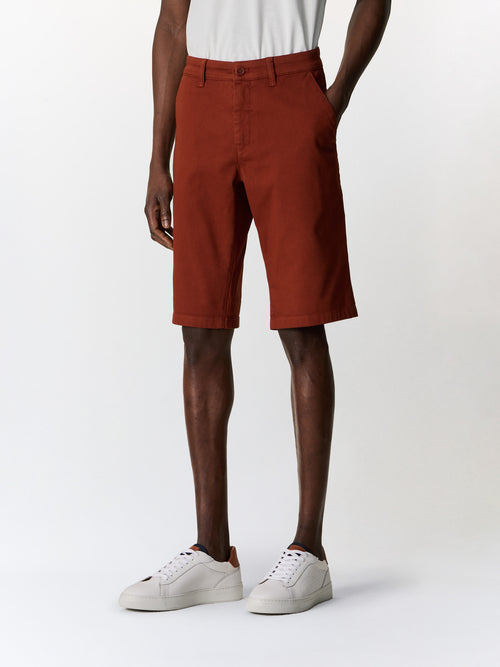 Bermuda slim en coton stretch terracotta - 1 - Father & Sons   - 2 