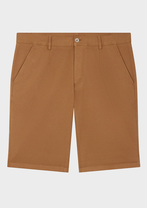 Bermuda en coton stretch uni cognac - 1 - Father & Sons   - 20 