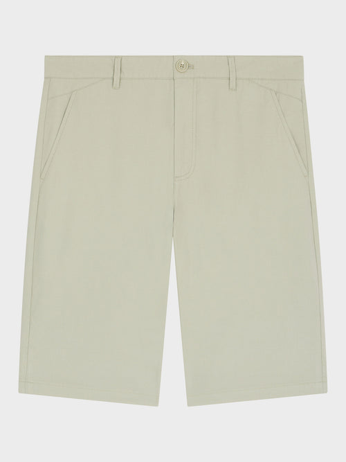 Bermuda slim en coton et lin vert d'eau - 1 - Father & Sons   - 9 