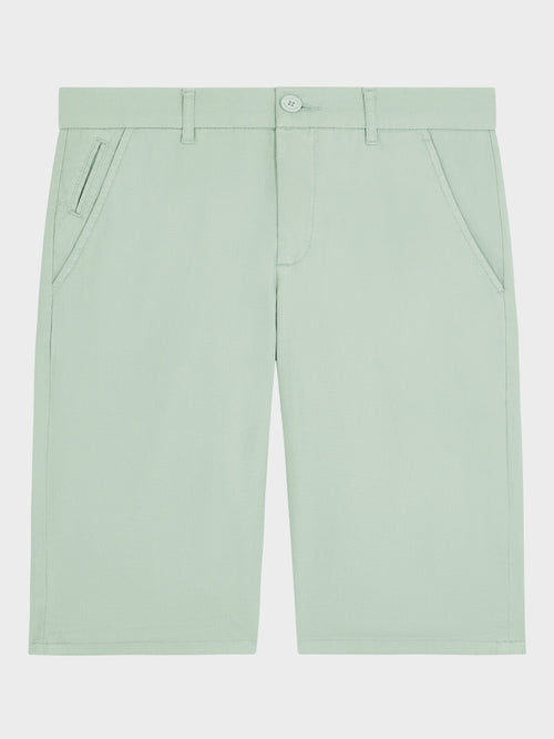 Bermuda en coton stretch vert d'eau - 1 - Father & Sons   - 20 