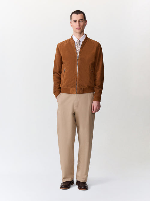 Blouson Teddy en cuir nubuck cognac - Father & Sons   - 6 