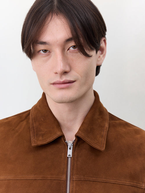 Blouson en cuir nubuck cognac - Father & Sons   - 3 