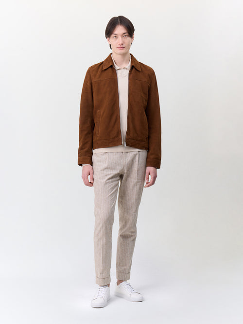Blouson en cuir nubuck cognac - Father & Sons   - 4 