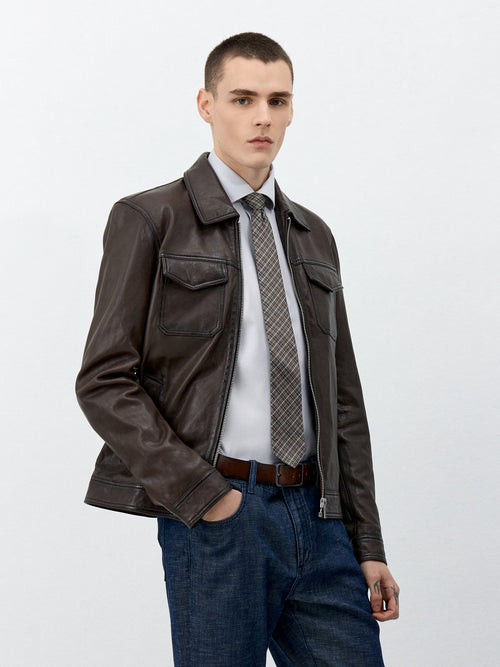 Blouson en cuir marron - 1 - Father & Sons   - 12 