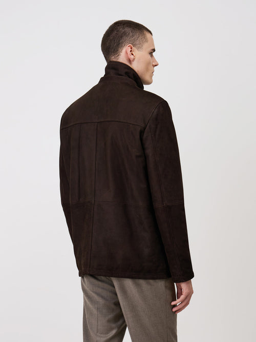 Blouson en cuir nubuck marron à capuche amovible - 2 - Father & Sons   - 11 