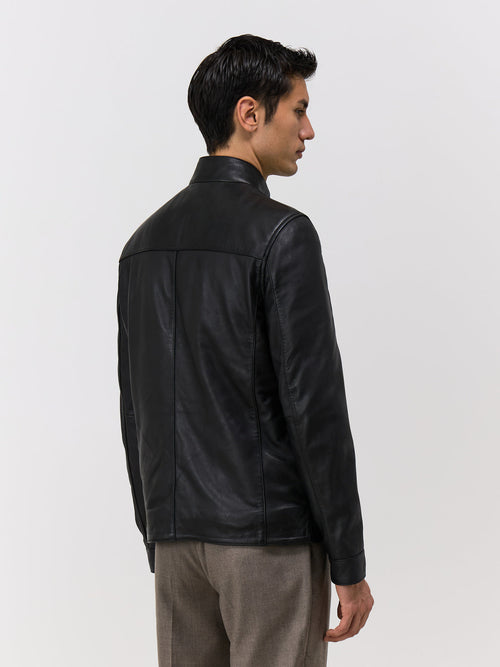 Blouson en cuir noir à parementure amovible - 2 - Father & Sons   - 11 