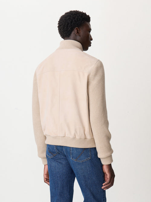 Blouson bi-matière beige - 2 - Father & Sons   - 19 
