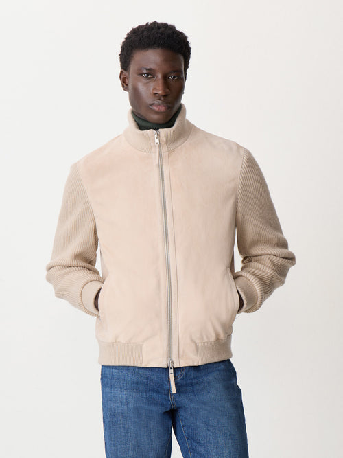 Blouson bi-matière beige - 1 - Father & Sons   - 19 