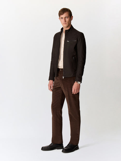 Blouson en cuir marron à capuche amovible - Father & Sons   - 4 