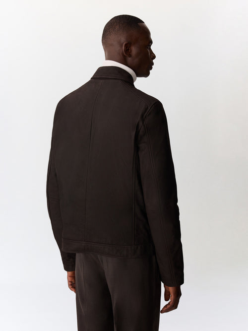 Blouson en cuir marron à parementure amovible - 2 - Father & Sons   - 5 