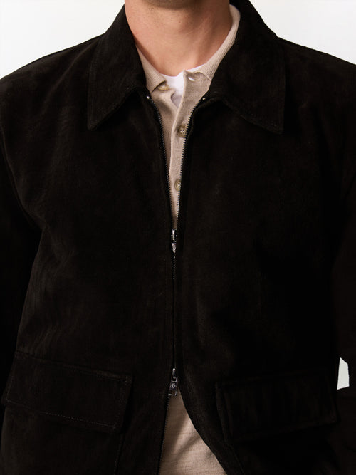 Blouson en cuir nubuck noir - Father & Sons   - 3 