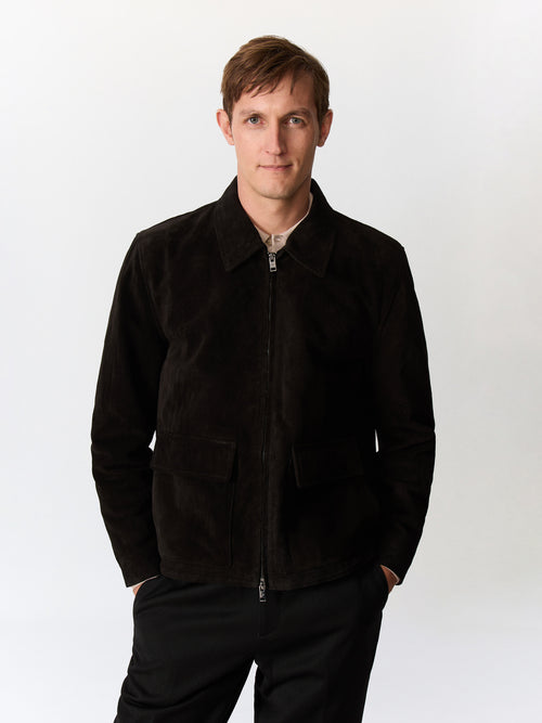 Blouson en cuir nubuck noir - Father & Sons   - 1 