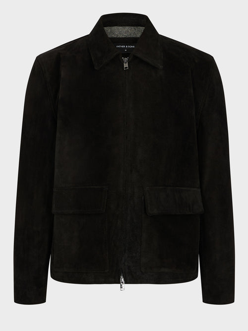 Blouson en cuir nubuck noir - Father & Sons   - 5 