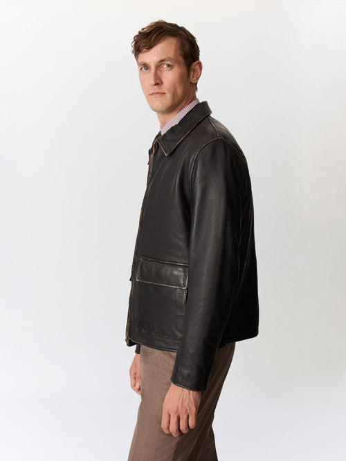 Blouson en cuir noir - Father & Sons   - 2 
