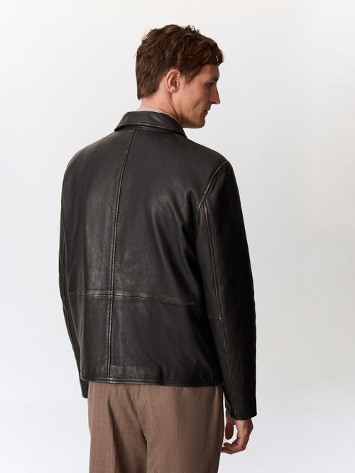 Blouson en cuir noir - Father & Sons   - 3 
