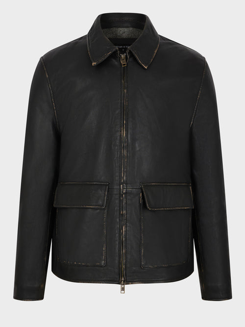Blouson en cuir noir - Father & Sons   - 7 