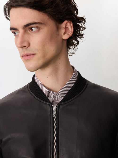 Blouson Teddy en cuir noir - Father & Sons   - 3 