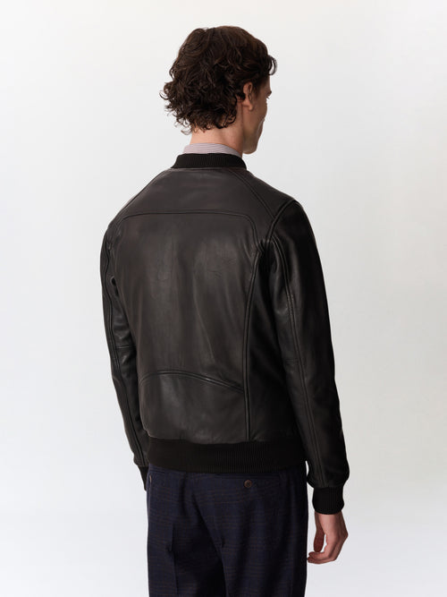 Blouson Teddy en cuir noir - 2 - Father & Sons   - 8 