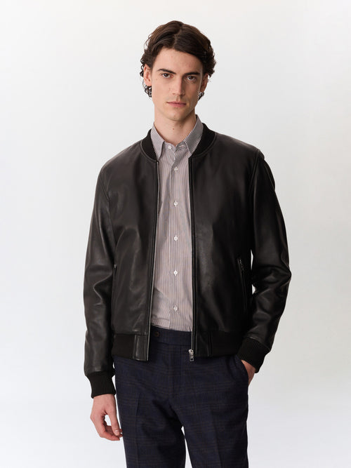 Blouson Teddy en cuir noir - 1 - Father & Sons   - 8 