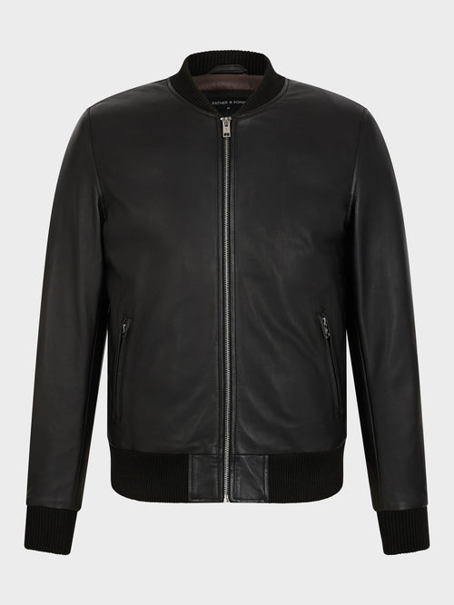 Blouson Teddy en cuir noir - Father & Sons   - 4 