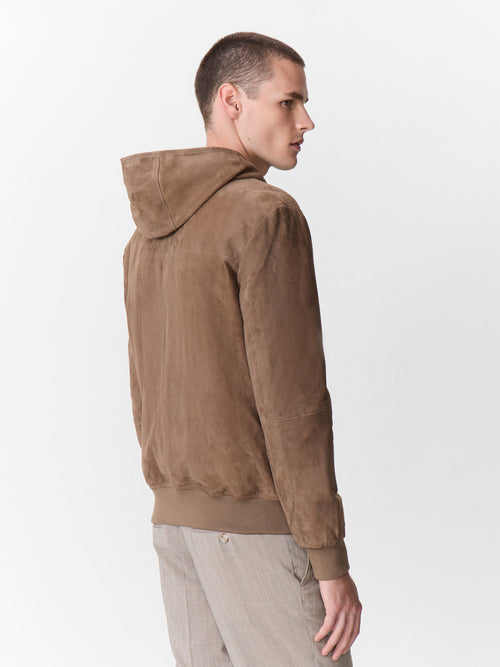 Blouson en cuir nubuck marron à capuche - 2 - Father & Sons   - 18 