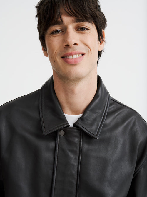 Blouson aviateur en cuir marron - Father & Sons   - 4 
