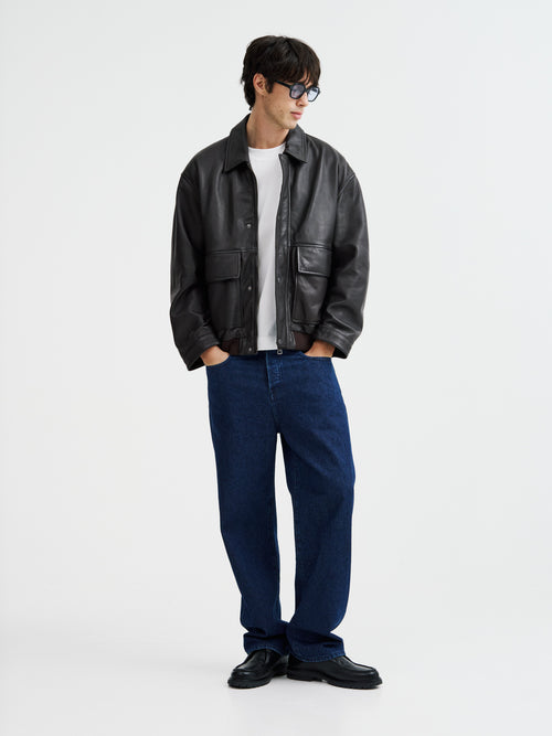 Blouson aviateur en cuir marron - Father & Sons   - 8 