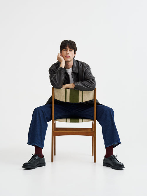 Blouson aviateur en cuir marron - Father & Sons   - 6 