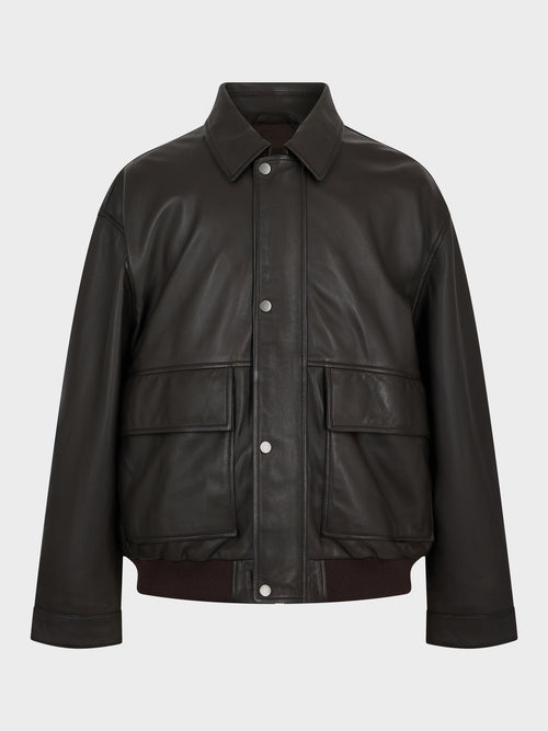 Blouson aviateur en cuir marron - Father & Sons   - 9 