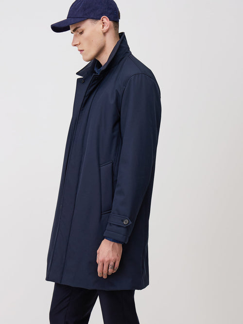 Parka bleu indigo à capuche amovible - 1 - Father & Sons   - 9 