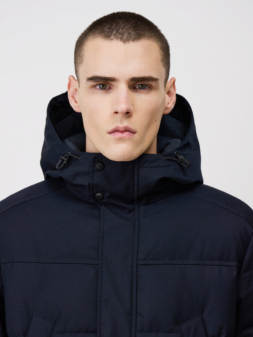 Parka matelassée bleu indigo à capuche - Father & Sons   - 4 