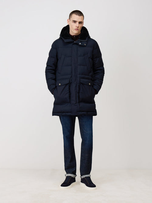 Parka matelassée bleu indigo à capuche - Father & Sons   - 5 